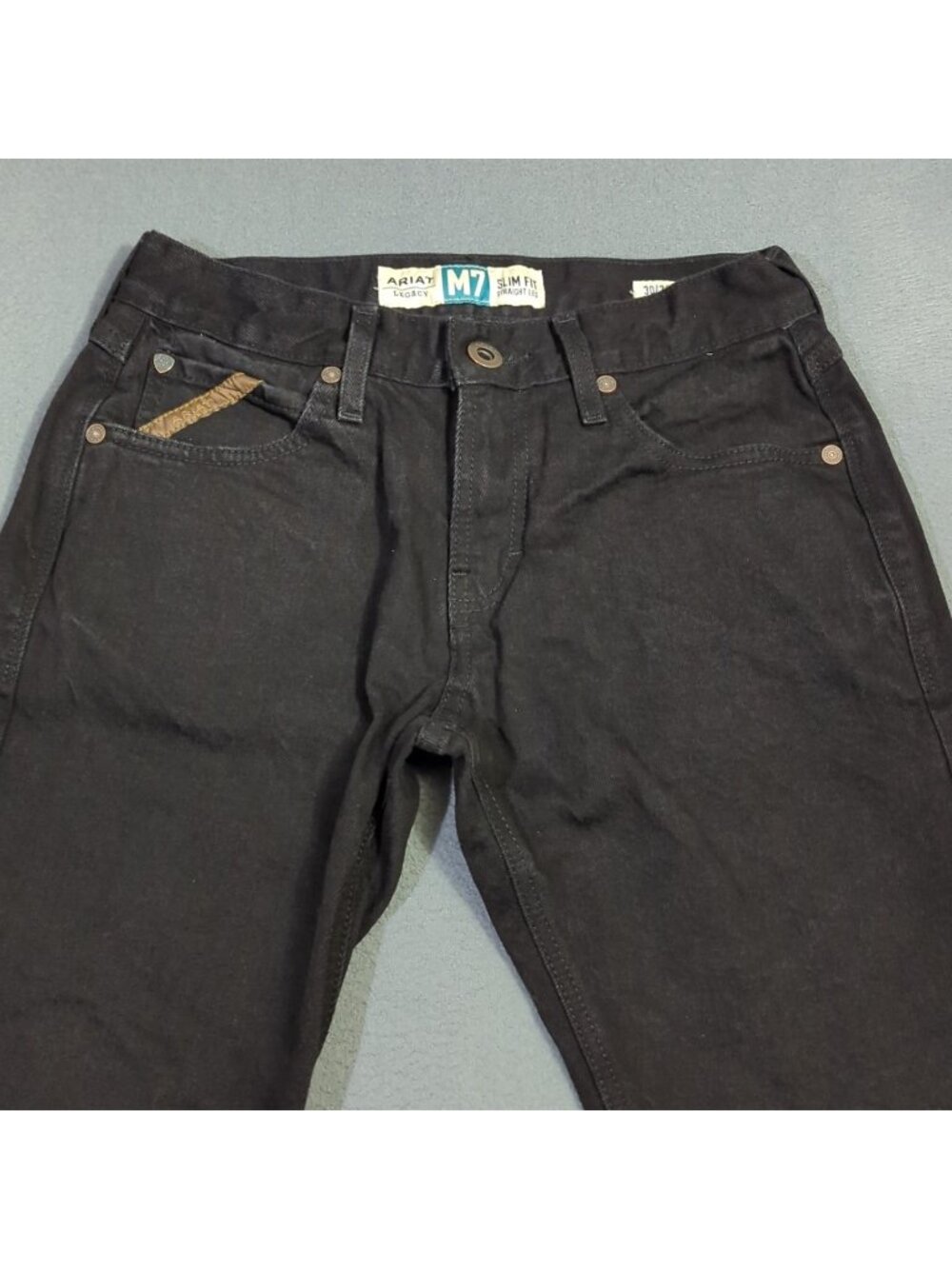 Ariat Jeans Men's 30x36 Fits 29x35 Black M7 Slim Legacy Straight Western Cowboy - Picture 4 of 12